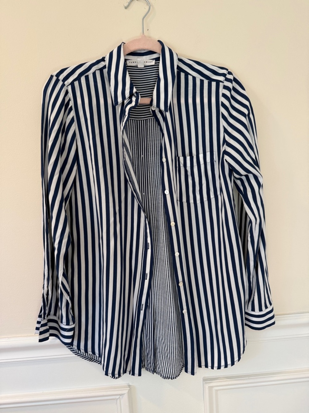 Button-Down Navy and White Striped Shirt
